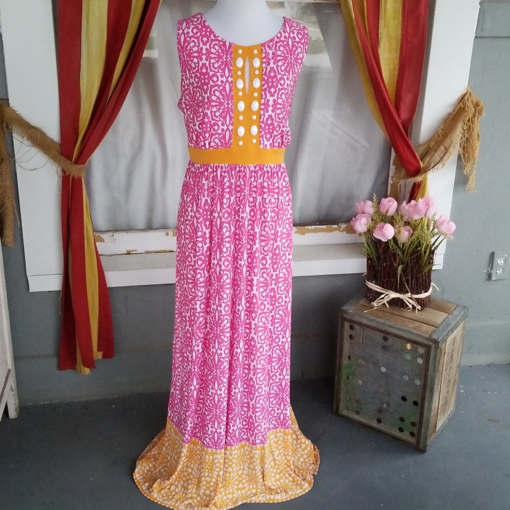 ❤Ruby Rd.  Stunning pink and Orange printed dress